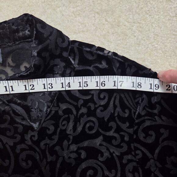 NWT Notations 1X Whimsygoth Witchy Velvet Burnout Tunic Long Sleeve Button Black - Picture 8 of 16